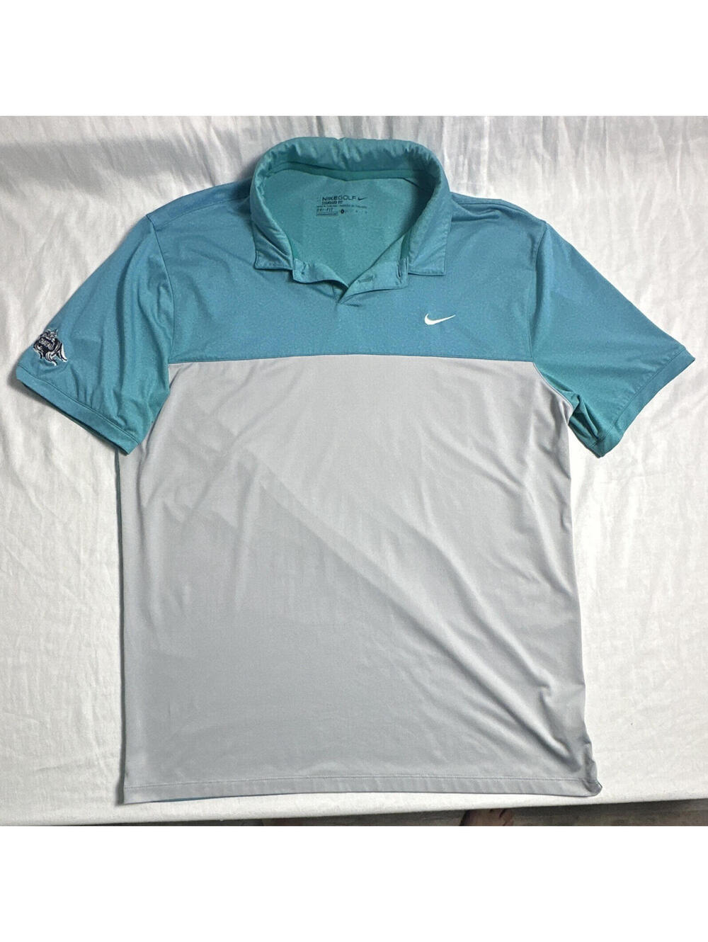 0022 Nike Golf Dri-FIT Men's L Blue/Gray Colorblock Standard Fit Golf Polo Shirt